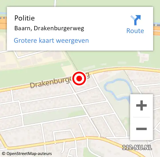 Locatie op kaart van de 112 melding: Politie Baarn, Drakenburgerweg op 23 april 2022 17:55