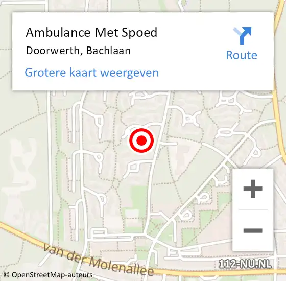 Locatie op kaart van de 112 melding: Ambulance Met Spoed Naar Doorwerth, Bachlaan op 23 april 2022 17:56