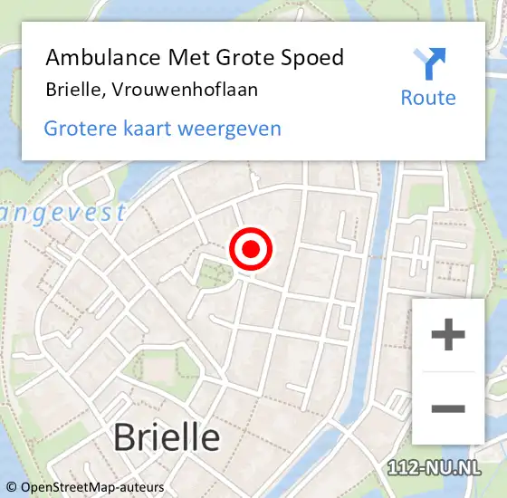 Locatie op kaart van de 112 melding: Ambulance Met Grote Spoed Naar Brielle, Vrouwenhoflaan op 23 april 2022 18:00