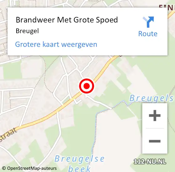 Locatie op kaart van de 112 melding: Brandweer Met Grote Spoed Naar Breugel op 23 april 2022 18:19