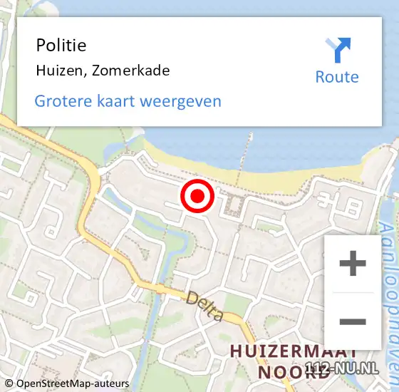 Locatie op kaart van de 112 melding: Politie Huizen, Zomerkade op 23 april 2022 18:20