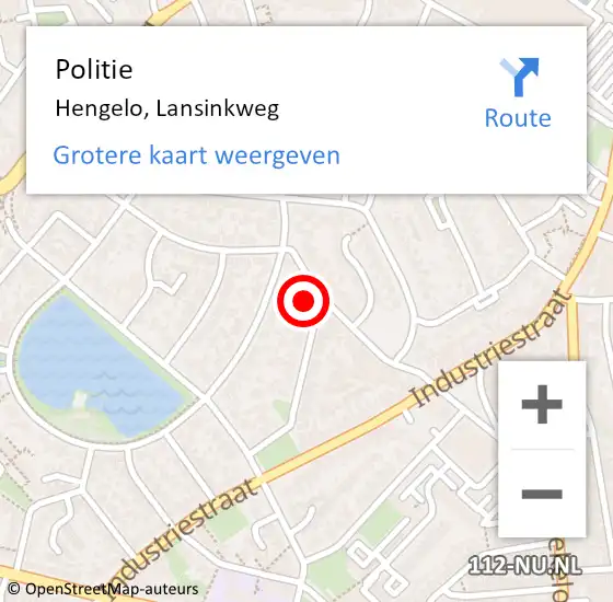 Locatie op kaart van de 112 melding: Politie Hengelo, Lansinkweg op 23 april 2022 18:38