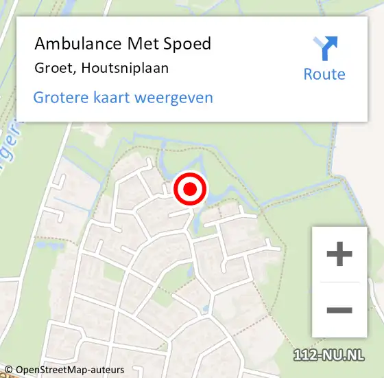 Locatie op kaart van de 112 melding: Ambulance Met Spoed Naar Groet, Houtsniplaan op 23 april 2022 18:39