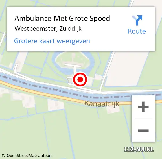 Locatie op kaart van de 112 melding: Ambulance Met Grote Spoed Naar Westbeemster, Zuiddijk op 23 april 2022 18:56