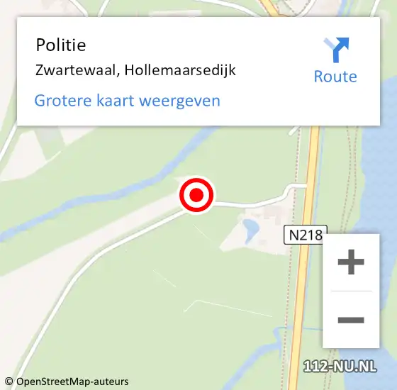 Locatie op kaart van de 112 melding: Politie Zwartewaal, Hollemaarsedijk op 23 april 2022 19:12