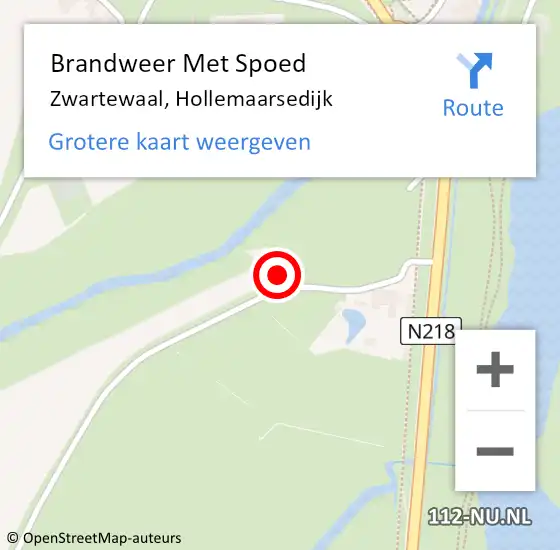 Locatie op kaart van de 112 melding: Brandweer Met Spoed Naar Zwartewaal, Hollemaarsedijk op 23 april 2022 19:12