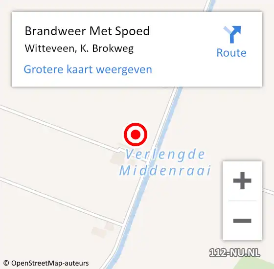 Locatie op kaart van de 112 melding: Brandweer Met Spoed Naar Witteveen, K. Brokweg op 23 april 2022 19:16