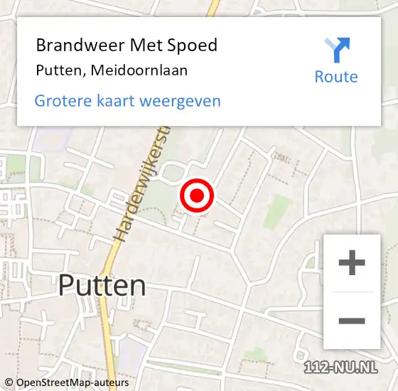 Locatie op kaart van de 112 melding: Brandweer Met Spoed Naar Putten, Meidoornlaan op 23 april 2022 19:28