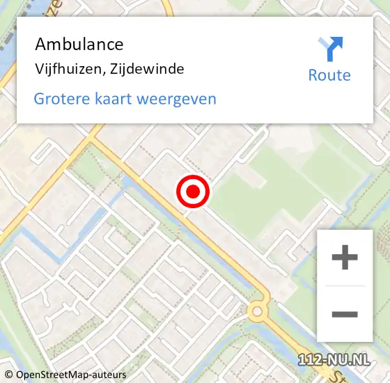 Locatie op kaart van de 112 melding: Ambulance Vijfhuizen, Zijdewinde op 23 april 2022 19:36