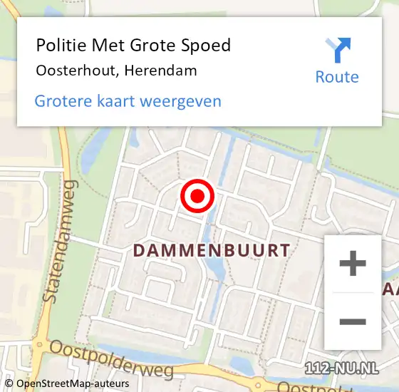 Locatie op kaart van de 112 melding: Politie Met Grote Spoed Naar Oosterhout, Herendam op 23 april 2022 20:20