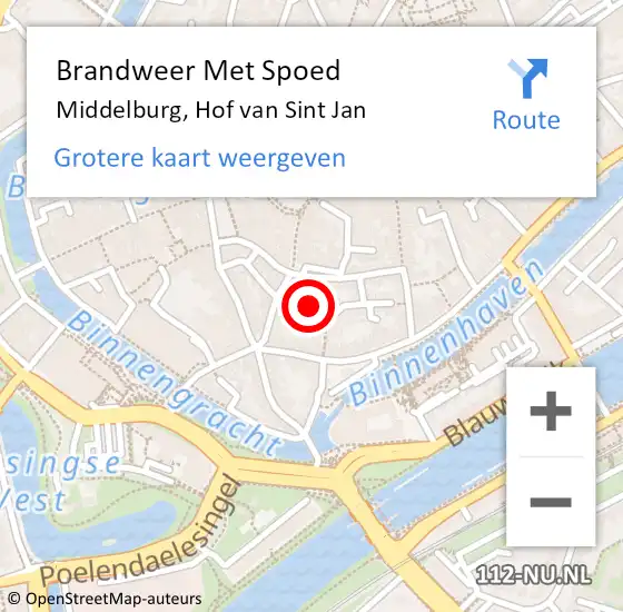 Locatie op kaart van de 112 melding: Brandweer Met Spoed Naar Middelburg, Hof van Sint Jan op 23 april 2022 20:33