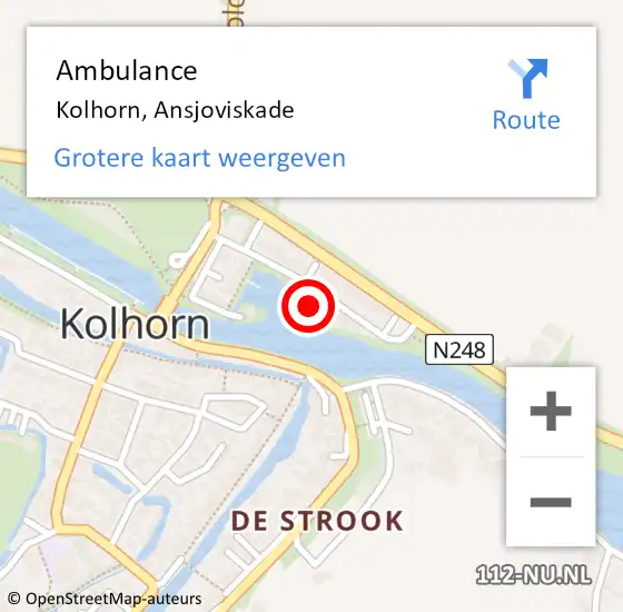 Locatie op kaart van de 112 melding: Ambulance Kolhorn, Ansjoviskade op 23 april 2022 20:46