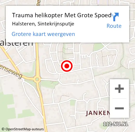 Locatie op kaart van de 112 melding: Trauma helikopter Met Grote Spoed Naar Halsteren, Sintekrijnsputje op 23 april 2022 20:49