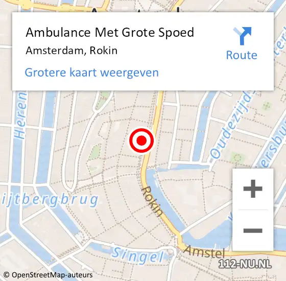 Locatie op kaart van de 112 melding: Ambulance Met Grote Spoed Naar Amsterdam, Rokin op 23 april 2022 20:50