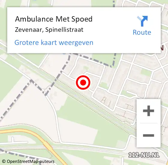 Locatie op kaart van de 112 melding: Ambulance Met Spoed Naar Zevenaar, Spinellistraat op 23 april 2022 20:59