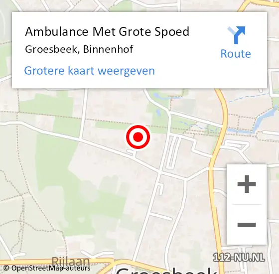 Locatie op kaart van de 112 melding: Ambulance Met Grote Spoed Naar Groesbeek, Binnenhof op 23 april 2022 21:02