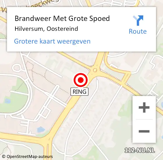 Locatie op kaart van de 112 melding: Brandweer Met Grote Spoed Naar Hilversum, Oostereind op 23 april 2022 21:16