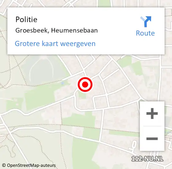 Locatie op kaart van de 112 melding: Politie Groesbeek, Heumensebaan op 23 april 2022 21:32