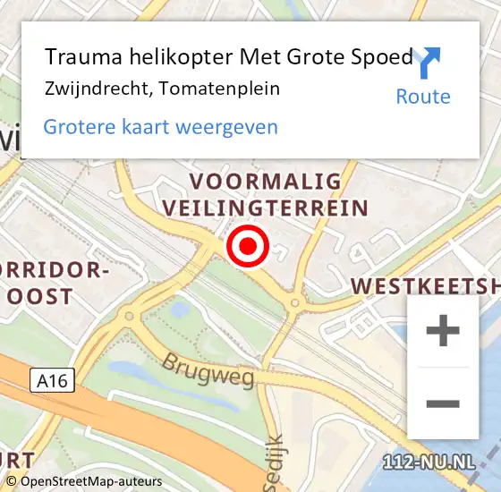 Locatie op kaart van de 112 melding: Trauma helikopter Met Grote Spoed Naar Zwijndrecht, Tomatenplein op 23 april 2022 22:10