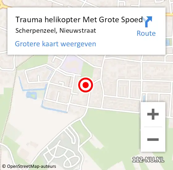 Locatie op kaart van de 112 melding: Trauma helikopter Met Grote Spoed Naar Scherpenzeel, Nieuwstraat op 23 april 2022 22:45