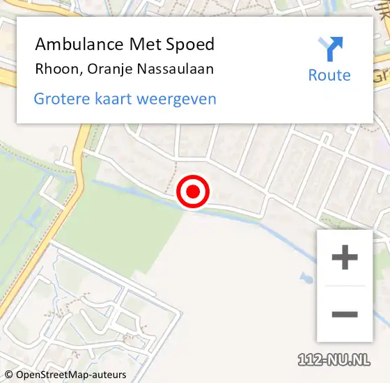 Locatie op kaart van de 112 melding: Ambulance Met Spoed Naar Rhoon, Oranje Nassaulaan op 23 april 2022 22:49