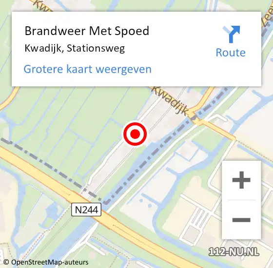 Locatie op kaart van de 112 melding: Brandweer Met Spoed Naar Kwadijk, Stationsweg op 23 april 2022 23:02