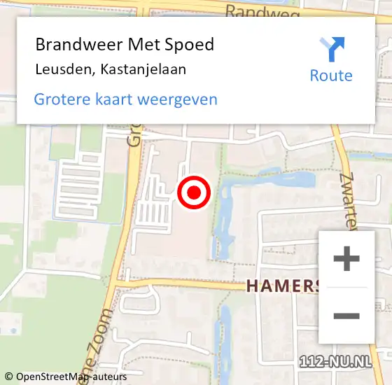 Locatie op kaart van de 112 melding: Brandweer Met Spoed Naar Leusden, Kastanjelaan op 23 april 2022 23:32