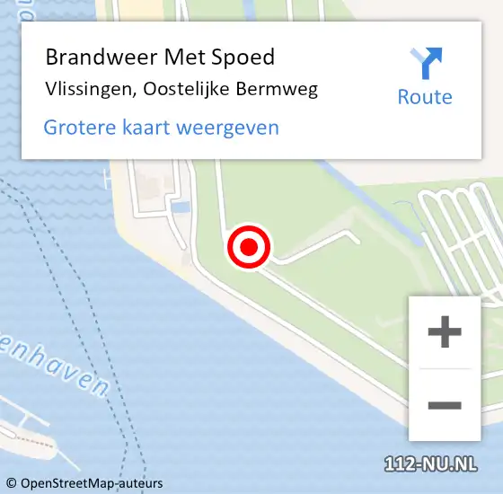 Locatie op kaart van de 112 melding: Brandweer Met Spoed Naar Vlissingen, Oostelijke Bermweg op 24 april 2022 00:00