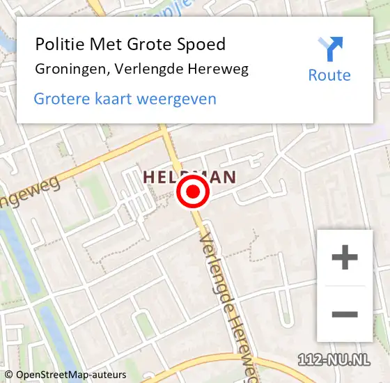 Locatie op kaart van de 112 melding: Politie Met Grote Spoed Naar Groningen, Verlengde Hereweg op 24 april 2022 00:01