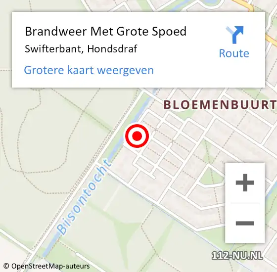 Locatie op kaart van de 112 melding: Brandweer Met Grote Spoed Naar Swifterbant, Hondsdraf op 24 april 2022 00:33