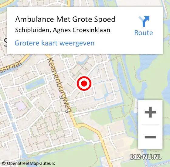 Locatie op kaart van de 112 melding: Ambulance Met Grote Spoed Naar Schipluiden, Agnes Croesinklaan op 24 april 2022 00:34