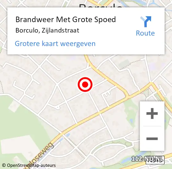 Locatie op kaart van de 112 melding: Brandweer Met Grote Spoed Naar Borculo, Zijlandstraat op 24 april 2022 01:01