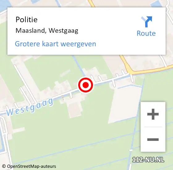 Locatie op kaart van de 112 melding: Politie Maasland, Westgaag op 15 juli 2014 12:15