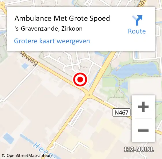 Locatie op kaart van de 112 melding: Ambulance Met Grote Spoed Naar 's-Gravenzande, Zirkoon op 24 april 2022 01:22