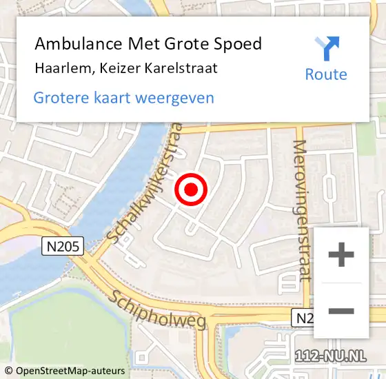 Locatie op kaart van de 112 melding: Ambulance Met Grote Spoed Naar Haarlem, Keizer Karelstraat op 24 april 2022 01:34