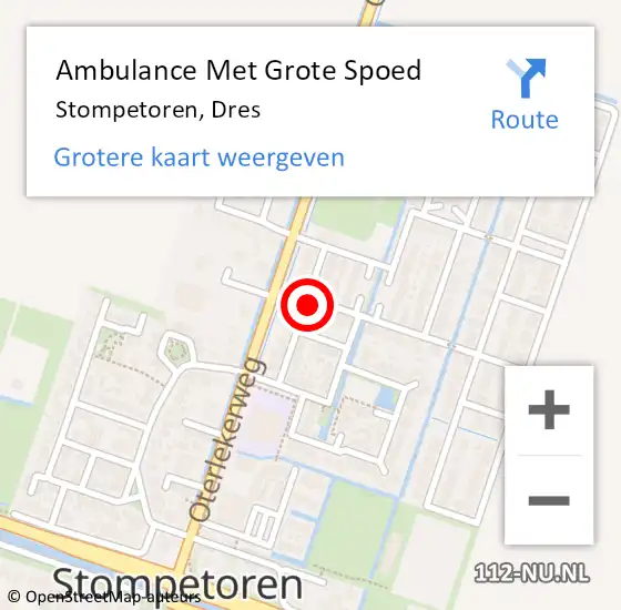 Locatie op kaart van de 112 melding: Ambulance Met Grote Spoed Naar Stompetoren, Dres op 24 april 2022 01:34