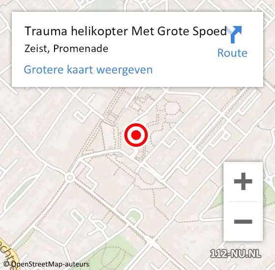 Locatie op kaart van de 112 melding: Trauma helikopter Met Grote Spoed Naar Zeist, Promenade op 24 april 2022 01:52