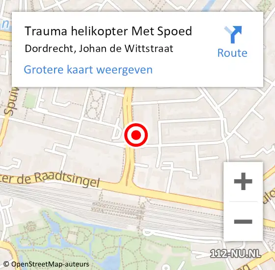 Locatie op kaart van de 112 melding: Trauma helikopter Met Spoed Naar Dordrecht, Johan de Wittstraat op 24 april 2022 01:58