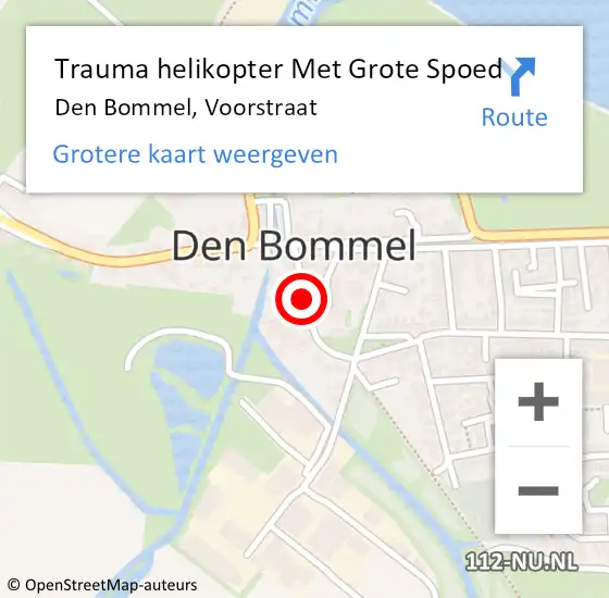 Locatie op kaart van de 112 melding: Trauma helikopter Met Grote Spoed Naar Den Bommel, Voorstraat op 24 april 2022 02:30