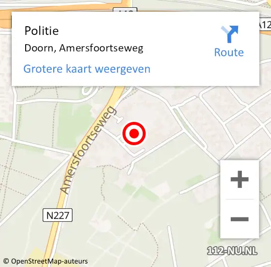 Locatie op kaart van de 112 melding: Politie Doorn, Amersfoortseweg op 24 april 2022 03:10