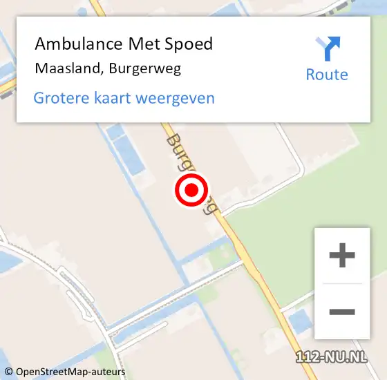 Locatie op kaart van de 112 melding: Ambulance Met Spoed Naar Maasland, Burgerweg op 24 april 2022 03:23