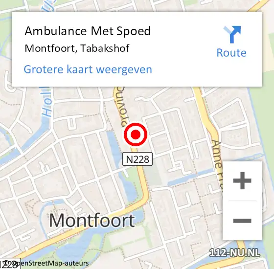 Locatie op kaart van de 112 melding: Ambulance Met Spoed Naar Montfoort, Tabakshof op 15 juli 2014 12:23