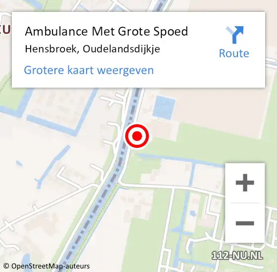 Locatie op kaart van de 112 melding: Ambulance Met Grote Spoed Naar Hensbroek, Oudelandsdijkje op 24 april 2022 03:32