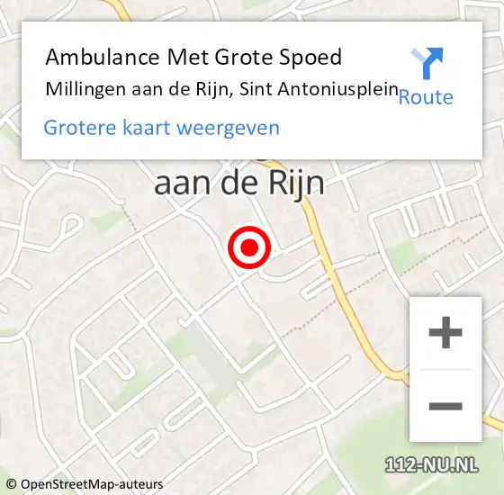 Locatie op kaart van de 112 melding: Ambulance Met Grote Spoed Naar Millingen aan de Rijn, Sint Antoniusplein op 24 april 2022 03:51