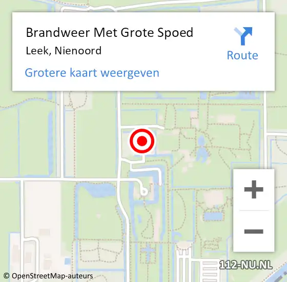 Locatie op kaart van de 112 melding: Brandweer Met Grote Spoed Naar Leek, Nienoord op 24 april 2022 03:57