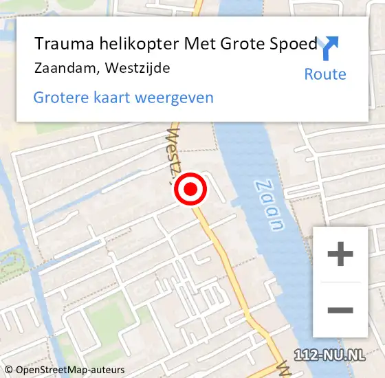 Locatie op kaart van de 112 melding: Trauma helikopter Met Grote Spoed Naar Zaandam, Westzijde op 24 april 2022 04:18