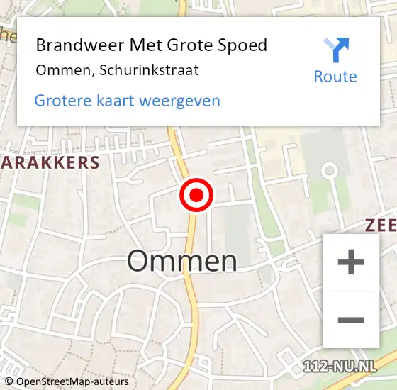 Locatie op kaart van de 112 melding: Brandweer Met Grote Spoed Naar Ommen, Schurinkstraat op 24 april 2022 04:38