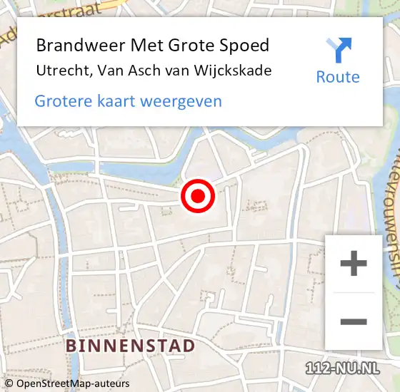 Locatie op kaart van de 112 melding: Brandweer Met Grote Spoed Naar Utrecht, Van Asch van Wijckskade op 24 april 2022 04:57