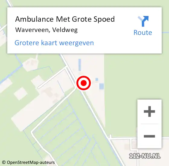 Locatie op kaart van de 112 melding: Ambulance Met Grote Spoed Naar Waverveen, Veldweg op 24 april 2022 05:19