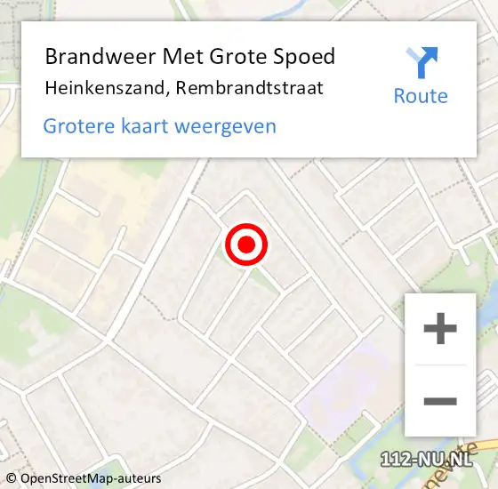 Locatie op kaart van de 112 melding: Brandweer Met Grote Spoed Naar Heinkenszand, Rembrandtstraat op 24 april 2022 05:46